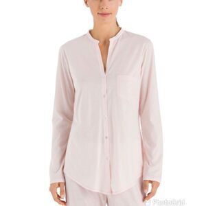Hanro Cotton Deluxe Button Down Shirt Small | Luxe Pajama Top Lounge Wear